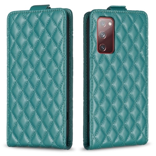 

For Samsung Galaxy S20 FE Diamond Lattice Vertical Flip Leather Phone Case(Green)