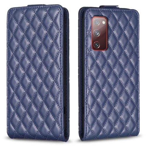 

For Samsung Galaxy S20 FE Diamond Lattice Vertical Flip Leather Phone Case(Blue)