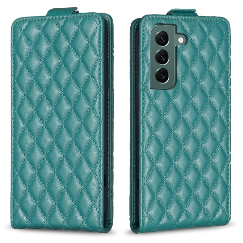 

For Samsung Galaxy S21 5G Diamond Lattice Vertical Flip Leather Phone Case(Green)