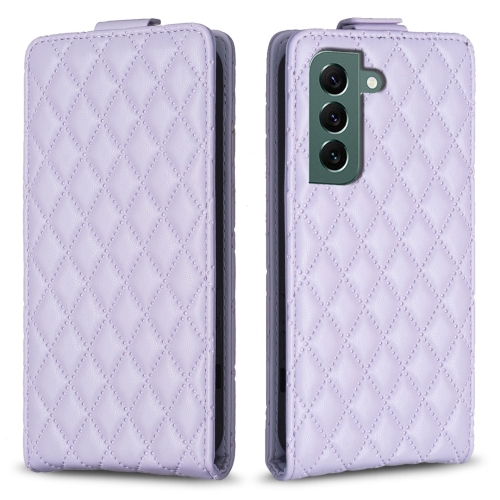 

For Samsung Galaxy S21 5G Diamond Lattice Vertical Flip Leather Phone Case(Purple)