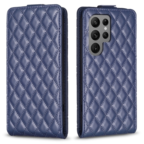 

For Samsung Galaxy S23 Ultra 5G Diamond Lattice Vertical Flip Leather Phone Case(Blue)