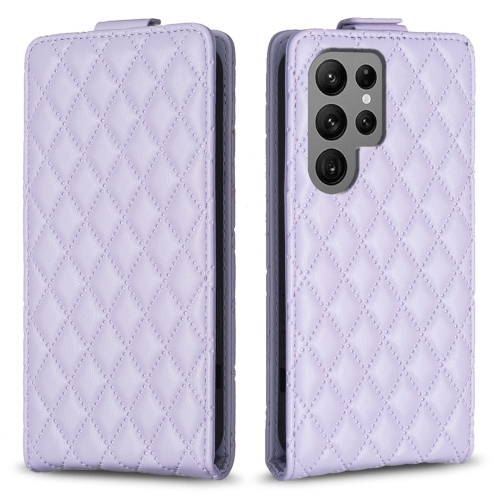 

For Samsung Galaxy S23 Ultra 5G Diamond Lattice Vertical Flip Leather Phone Case(Purple)