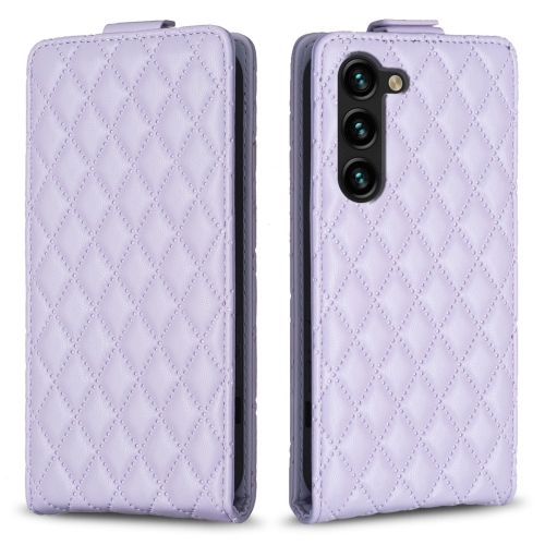 

For Samsung Galaxy S23 5G Diamond Lattice Vertical Flip Leather Phone Case(Purple)