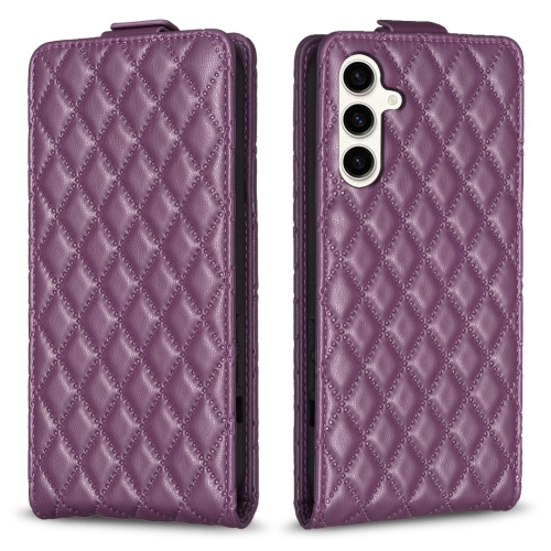 

For Samsung Galaxy S23 FE 5G Diamond Lattice Vertical Flip Leather Phone Case(Dark Purple)