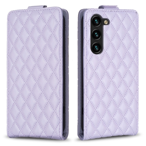 

For Samsung Galaxy S24+ 5G Diamond Lattice Vertical Flip Leather Phone Case(Purple)