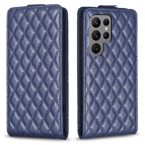 

For Samsung Galaxy S24 Ultra 5G Diamond Lattice Vertical Flip Leather Phone Case(Blue)