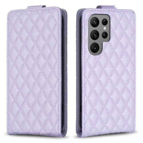 

For Samsung Galaxy S24 Ultra 5G Diamond Lattice Vertical Flip Leather Phone Case(Purple)
