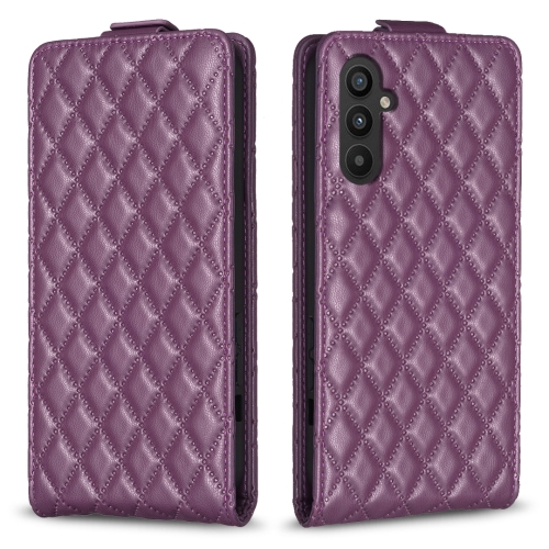 

For Samsung Galaxy A55 Diamond Lattice Vertical Flip Leather Phone Case(Dark Purple)