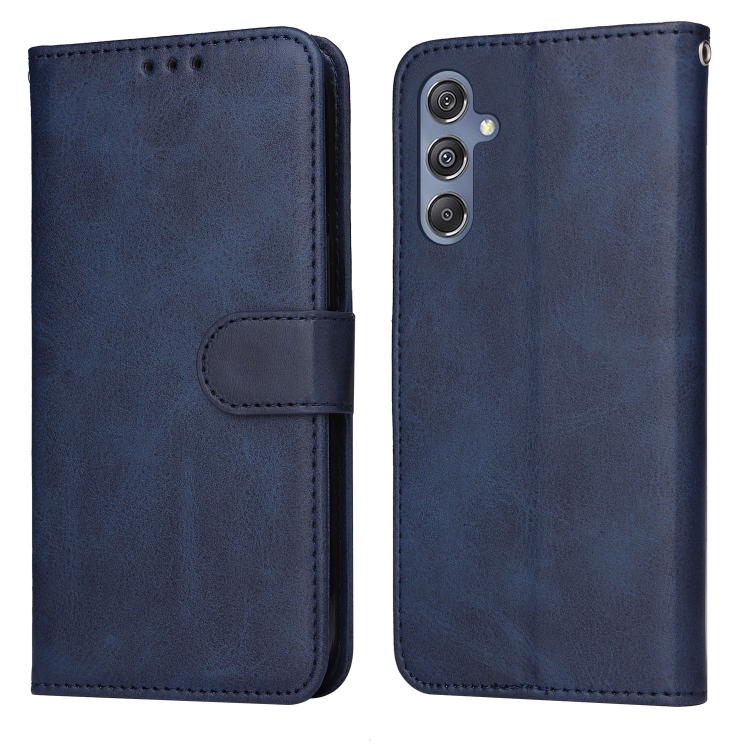 

For Samsung Galaxy M34 5G Classic Calf Texture Flip Leather Phone Case(Blue)