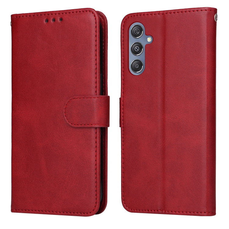 

For Samsung Galaxy M34 5G Classic Calf Texture Flip Leather Phone Case(Red)