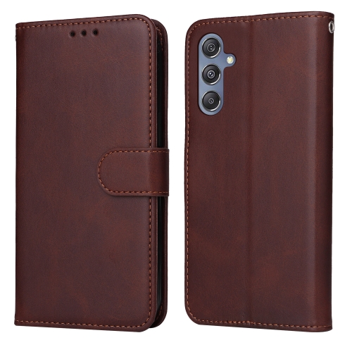 

For Samsung Galaxy M34 5G Classic Calf Texture Flip Leather Phone Case(Brown)