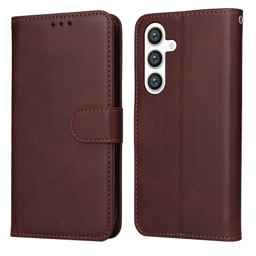 

For Samsung Galaxy S24 Classic Calf Texture Flip Leather Phone Case(Brown)