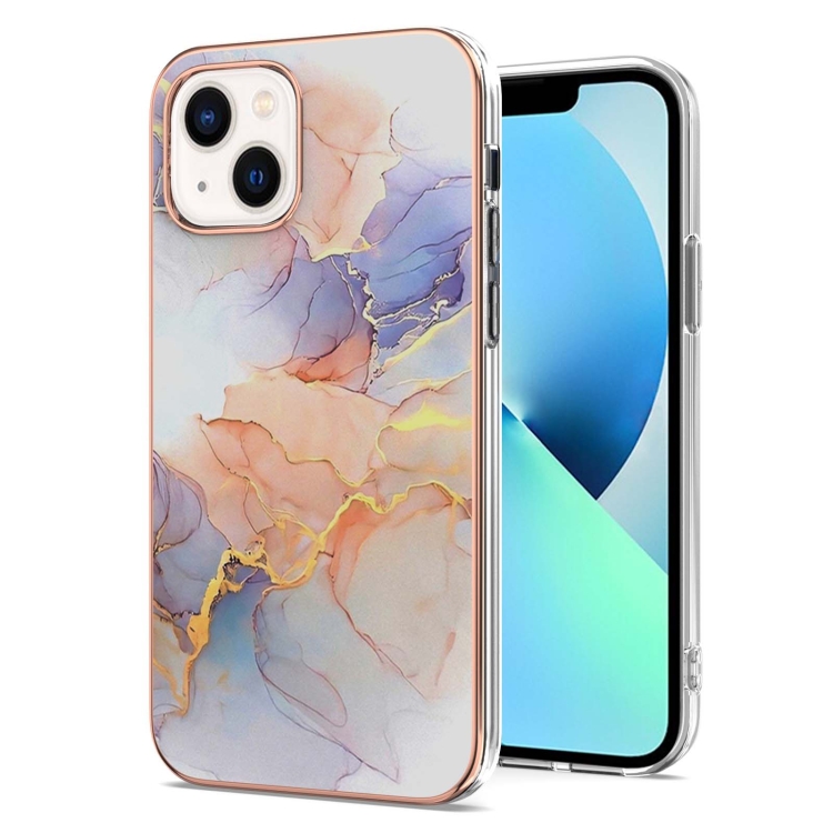 

For iPhone 15 Plus Electroplating Pattern IMD TPU Shockproof Case(Milky Way White Marble)