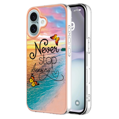 

For iPhone 16 Plus Electroplating Pattern IMD TPU Shockproof Case(Dream Chasing Butterfly)