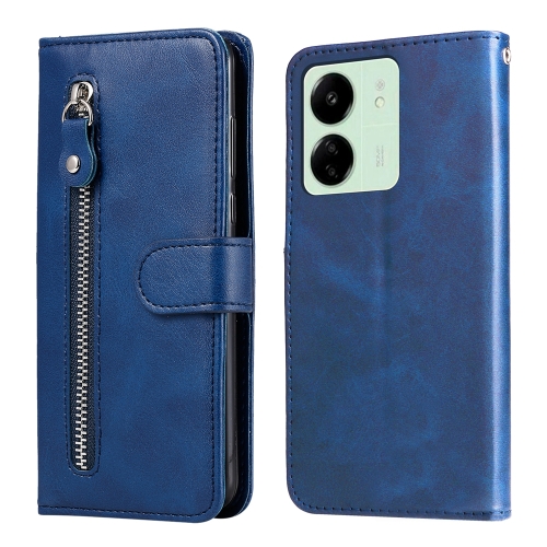 

For Xiaomi Redmi 13C 4G Fashion Calf Texture Zipper Leather Phone Case(Blue)