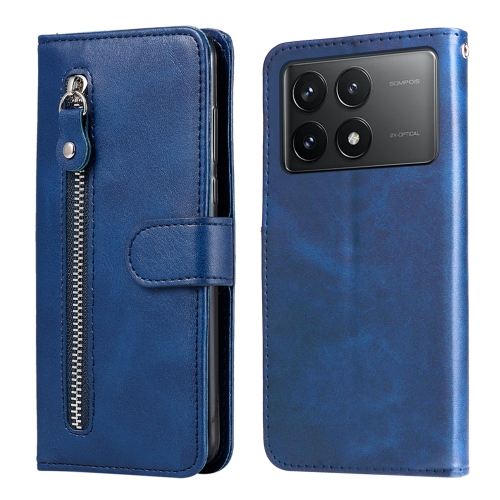 

For Xiaomi Redmi K70E Fashion Calf Texture Zipper Leather Phone Case(Blue)
