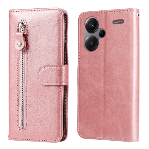 

For Xiaomi Redmi Note13 Pro+ 5G Global Fashion Calf Texture Zipper Leather Phone Case(Rose Gold)