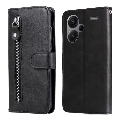 

For Xiaomi Redmi Note13 Pro+ 5G Global Fashion Calf Texture Zipper Leather Phone Case(Black)
