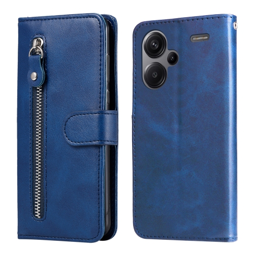 

For Xiaomi Redmi Note13 Pro+ 5G Global Fashion Calf Texture Zipper Leather Phone Case(Blue)