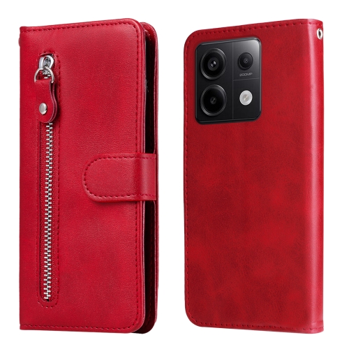 

For Xiaomi Redmi Note13 Pro 5G Global Fashion Calf Texture Zipper Leather Phone Case(Red)