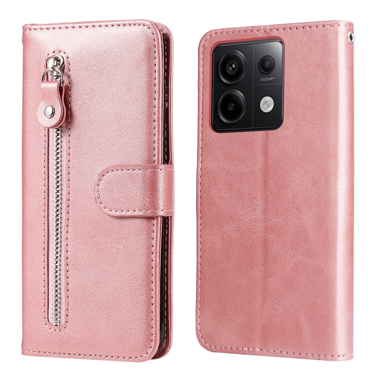 

For Xiaomi Redmi Note13 Pro 5G Global Fashion Calf Texture Zipper Leather Phone Case(Rose Gold)