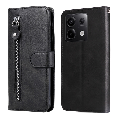 

For Xiaomi Redmi Note13 Pro 5G Global Fashion Calf Texture Zipper Leather Phone Case(Black)