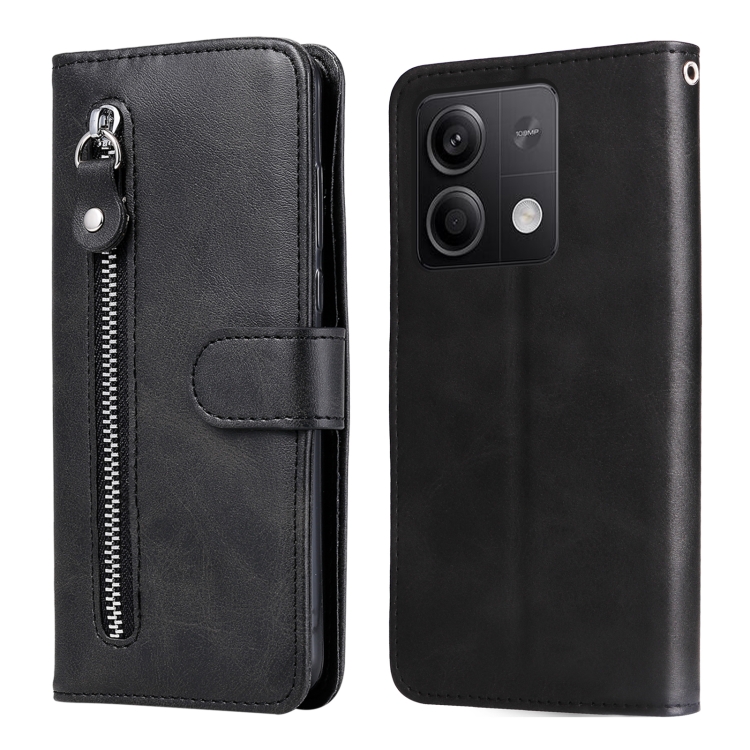 

For Xiaomi Redmi Note13 5G Global Fashion Calf Texture Zipper Leather Phone Case(Black)