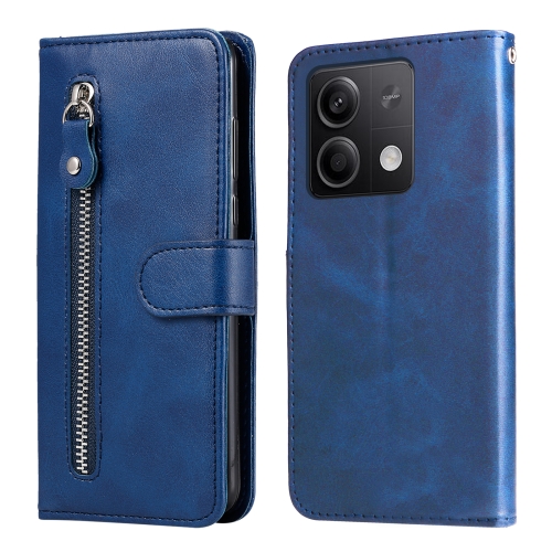 

For Xiaomi Redmi Note13 5G Global Fashion Calf Texture Zipper Leather Phone Case(Blue)