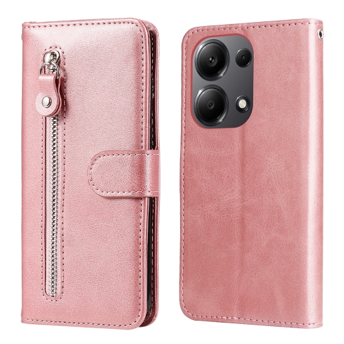 

For Xiaomi Redmi Note13 Pro 4G Global/Poco M6 Pro 4G Fashion Calf Texture Zipper Leather Phone Case(Rose Gold)