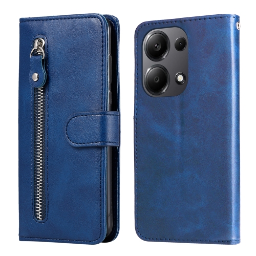 

For Xiaomi Redmi Note13 Pro 4G Global/Poco M6 Pro 4G Fashion Calf Texture Zipper Leather Phone Case(Blue)