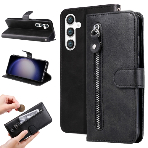 

For Samsung Galaxy S23 FE 5G Fashion Calf Texture Zipper Leather Phone Case(Black)