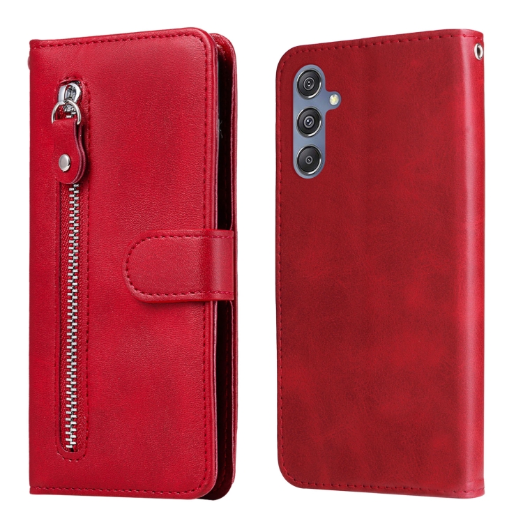 

For Samsung Galaxy M34 5G Fashion Calf Texture Zipper Leather Phone Case(Red)