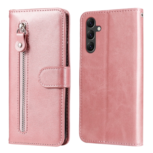 

For Samsung Galaxy A15 Fashion Calf Texture Zipper Leather Phone Case(Rose Gold)