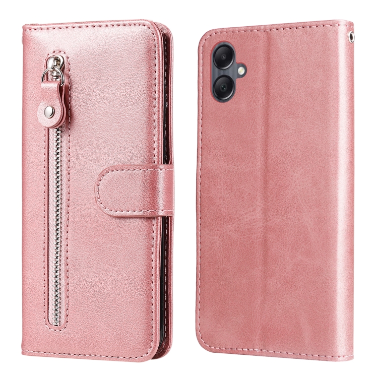

For Samsung Galaxy A05 Fashion Calf Texture Zipper Leather Phone Case(Rose Gold)