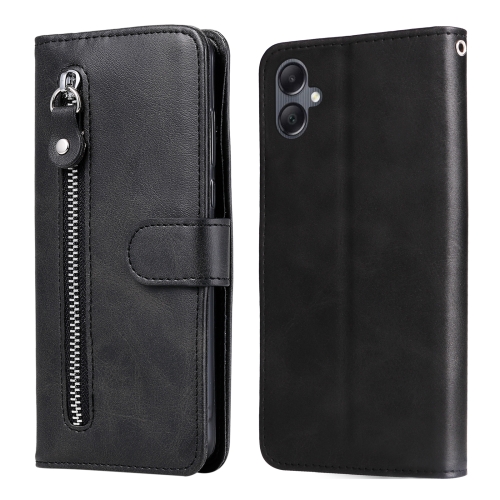 

For Samsung Galaxy A05 Fashion Calf Texture Zipper Leather Phone Case(Black)