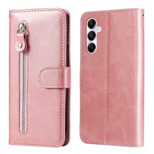 

For Samsung Galaxy A05s Fashion Calf Texture Zipper Leather Phone Case(Rose Gold)