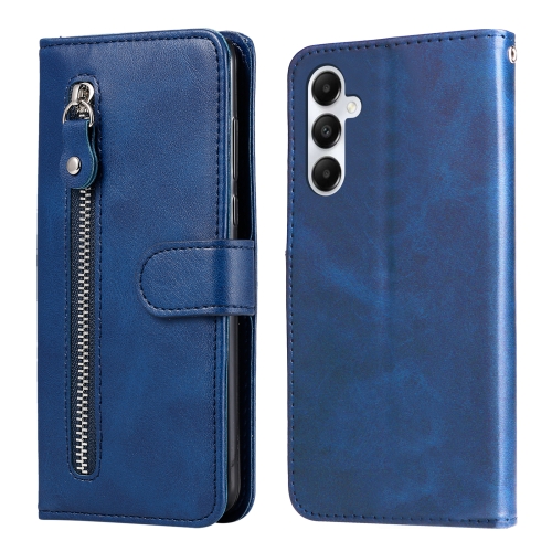 

For Samsung Galaxy A05s Fashion Calf Texture Zipper Leather Phone Case(Blue)