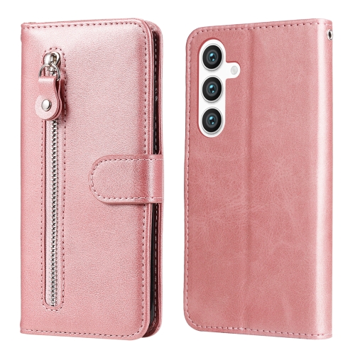 

For Samsung Galaxy S24+ Fashion Calf Texture Zipper Leather Phone Case(Rose Gold)