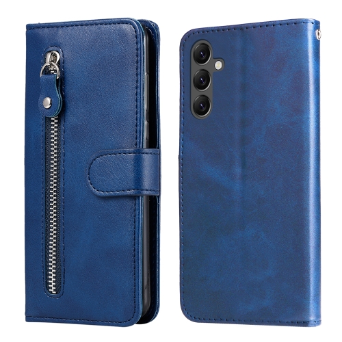 

For Samsung Galaxy A25 5G Global Fashion Calf Texture Zipper Leather Phone Case(Blue)