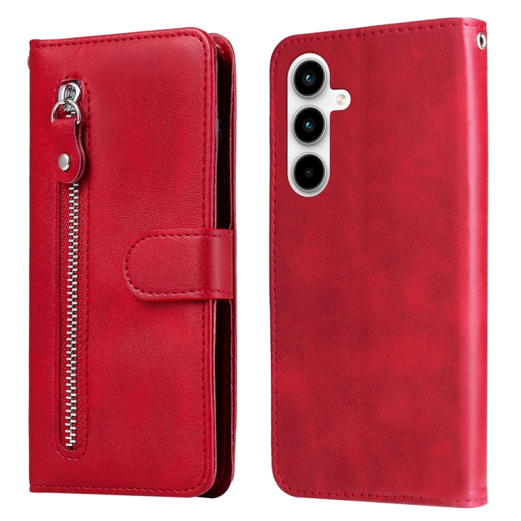 

For Samsung Galaxy A35 Fashion Calf Texture Zipper Leather Phone Case(Red)