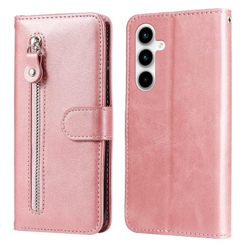 

For Samsung Galaxy A35 Fashion Calf Texture Zipper Leather Phone Case(Rose Gold)