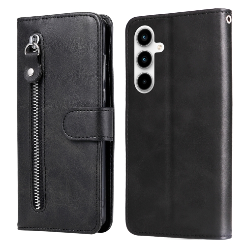 

For Samsung Galaxy A35 Fashion Calf Texture Zipper Leather Phone Case(Black)