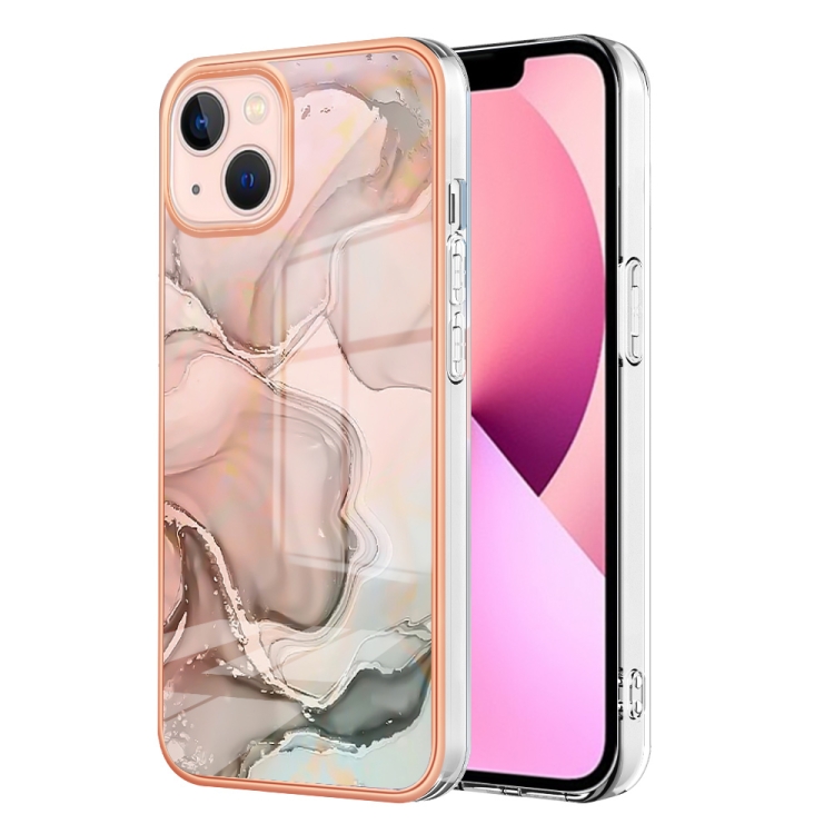 

For iPhone 15 Electroplating Marble Dual-side IMD Phone Case(Rose Gold 015)