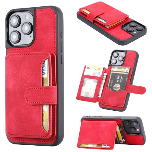 

For iPhone 16 Pro Skin Feel Dream RFID Anti-theft PU Card Bag Phone Case(Red)