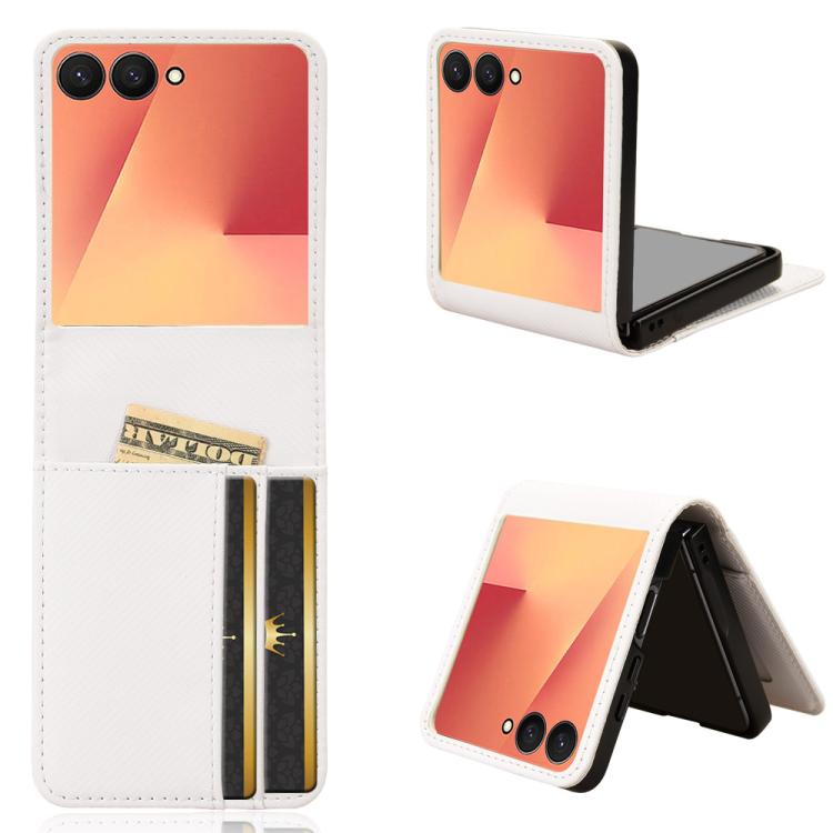 

For Samsung Galaxy Z Flip7 Card Slot PU Leather PC Phone Case(White)