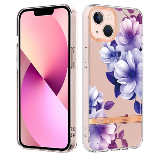 

For iPhone 15 Plus Flowers and Plants Series IMD TPU Phone Case(Purple Begonia)