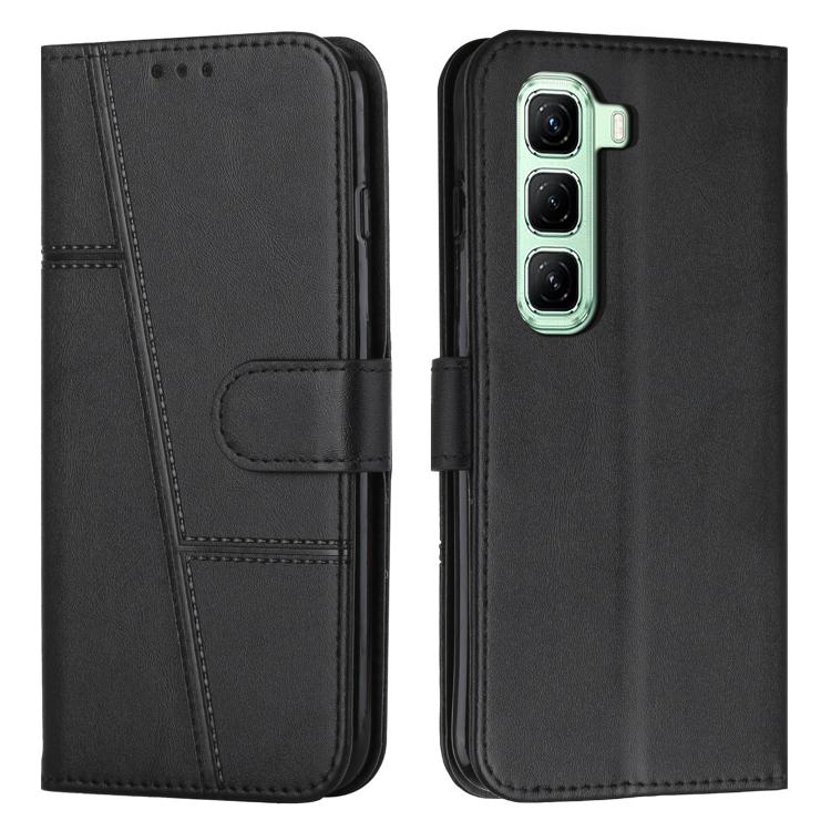 

For Infinix Hot 70 5G Stitching Calf Texture Buckle Leather Phone Case(Black)