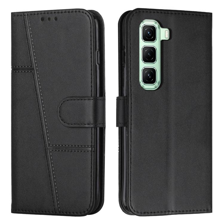 For Infinix Hot 70 Pro 5G Stitching Calf Texture Buckle Leather Phone Case(Black)