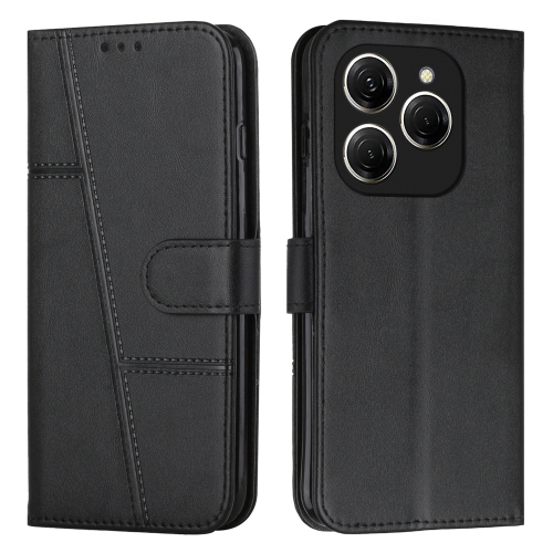 

For Tecno Spark 20 Pro Stitching Calf Texture Buckle Leather Phone Case(Black)