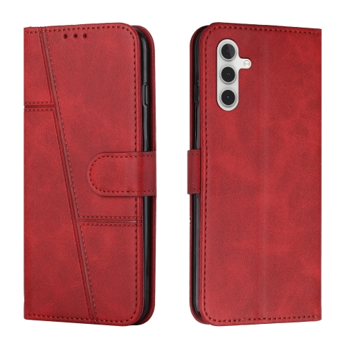 

For Samsung Galaxy S23 FE 5G Stitching Calf Texture Buckle Leather Phone Case(Red)